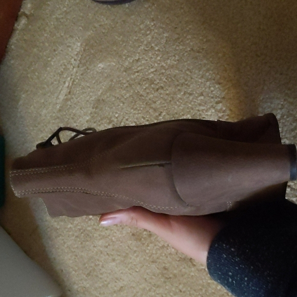 Soft Brazilian Brown Lace Up Wedge Heel Boots Size 7 - Picture 9 of 16